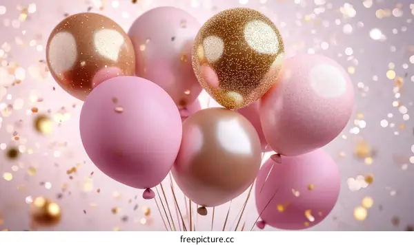 Pink and Gold Balloons Festive Celebration