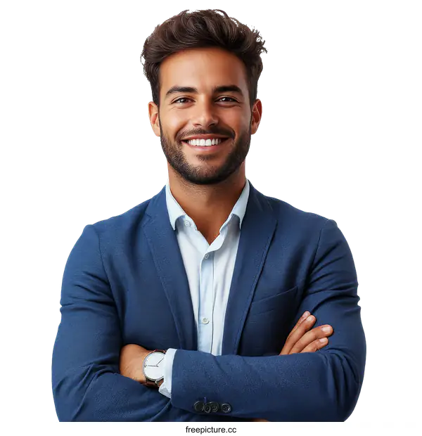 [Transparent Background PNG]Confident Business Man Portrait