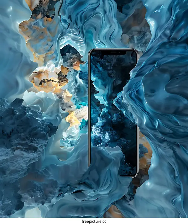 Abstract Blue Background With Smartphone