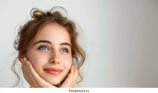 Portrait of a Smiling Woman with Freckles