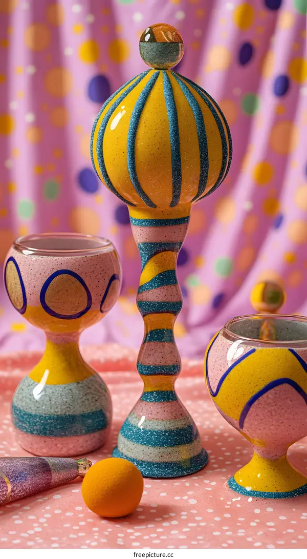 Ceramic Vases with Colorful Geometric Patterns