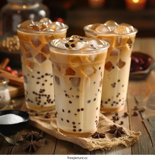 Iced Coffee, Milk Tea and Chocolate Bubbles