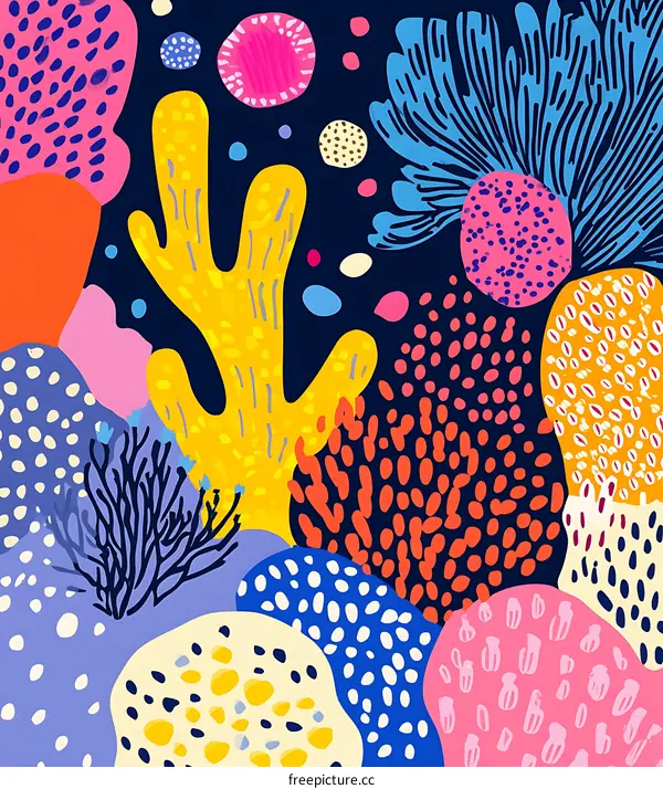 Abstract Colorful Coral Reef Illustration