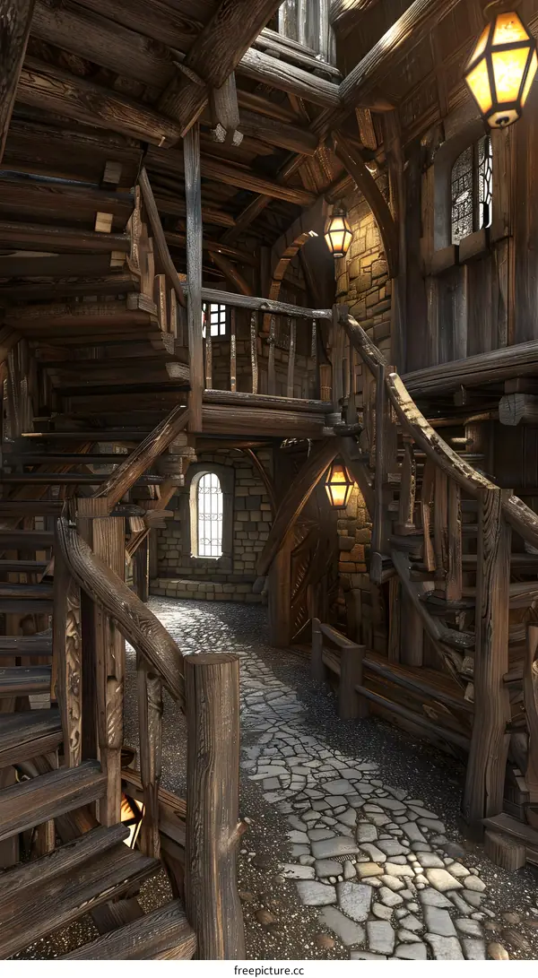 Wooden Staircase Interior Design Medieval
