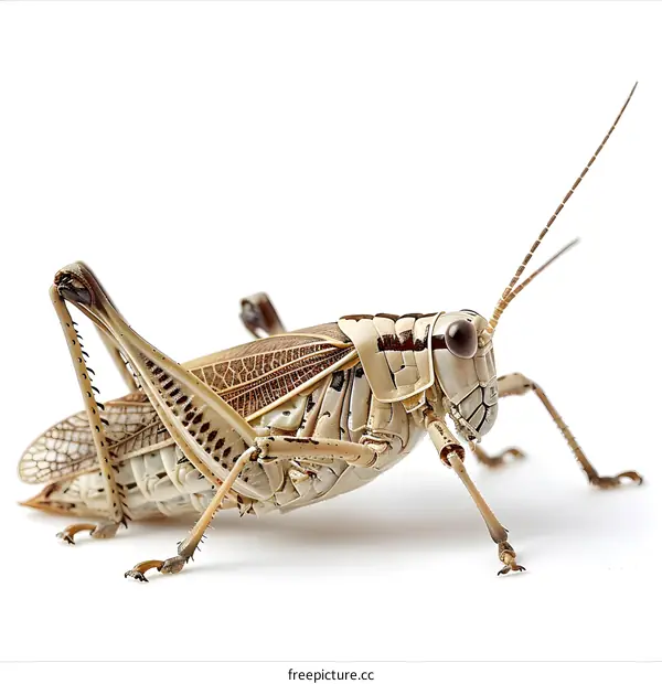 A detailed image of a grasshopper