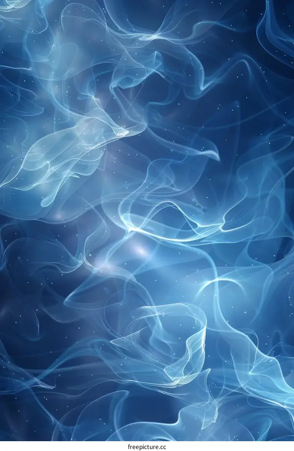 Abstract Blue Smoke Art: Psychedelic Fluid Patterns