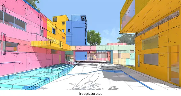 Colorful Architecture Sketch