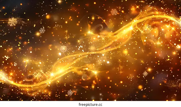 Christmas decoration background with golden snowflakes