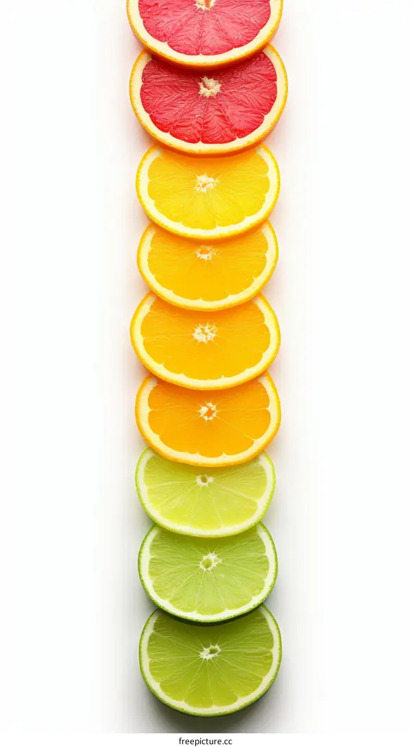 Various citrus fruits including grapefruit, orange and lime