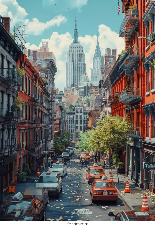 New York City Street Scene Illustration