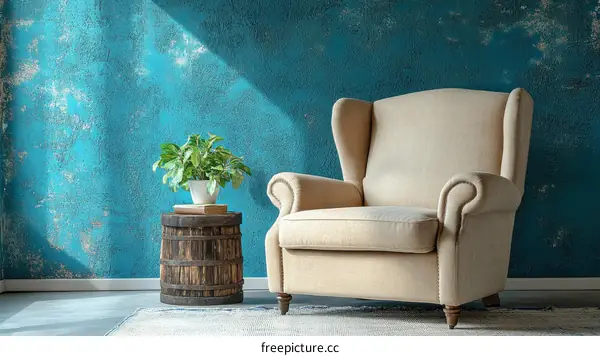 Elegant Vintage Armchair in a Teal Room