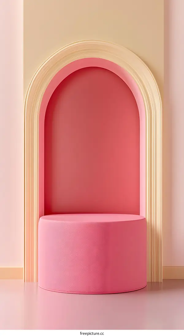 Abstract Background with Pink Cylinder and Arch