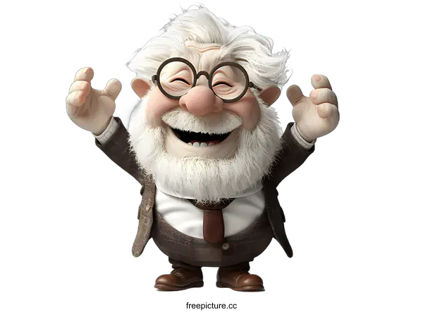 [Transparent Background PNG]Cartoon funny bearded old man