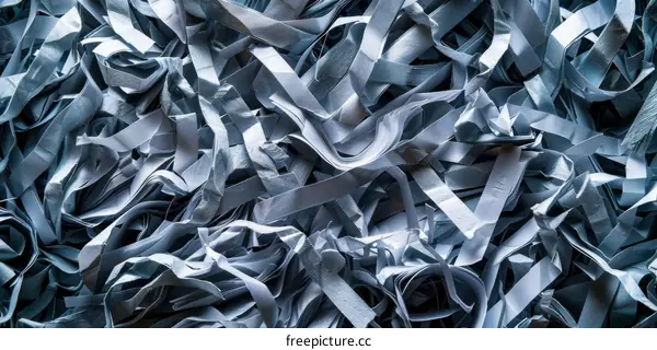 Shredded Paper Background in Gray, Silver, and Blue