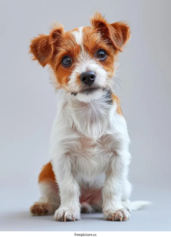 A cute Jack Russell Terrier looking up