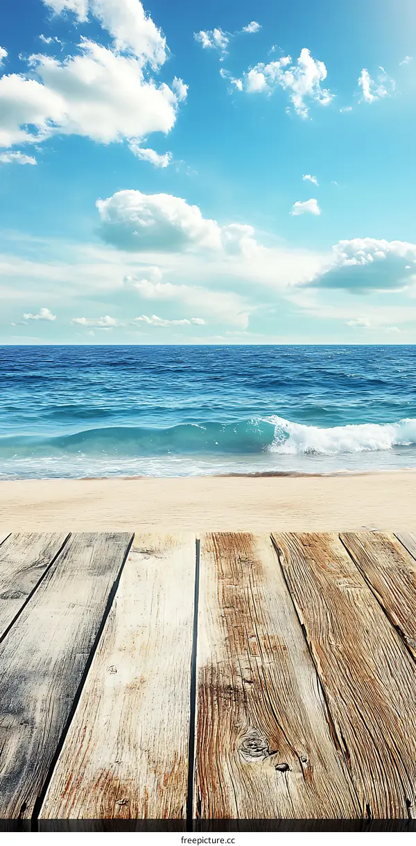 Wooden Plank Beach Summer Vacation Landscape