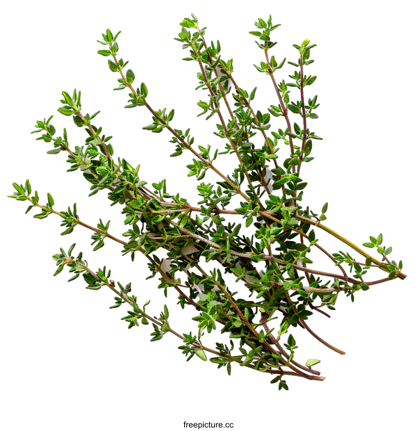 [Transparent Background PNG]Thyme herb spice isolated on white background. Top view. Close-up