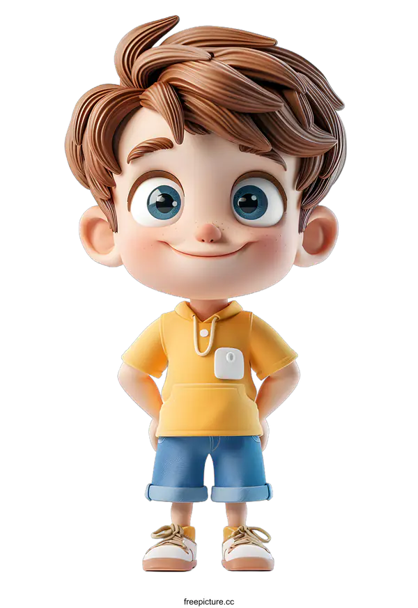 [Transparent Background PNG]Happy Cartoon Boy Posing
