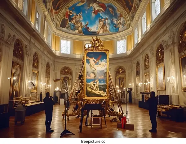 Art Restoration in a Baroque Church Hall