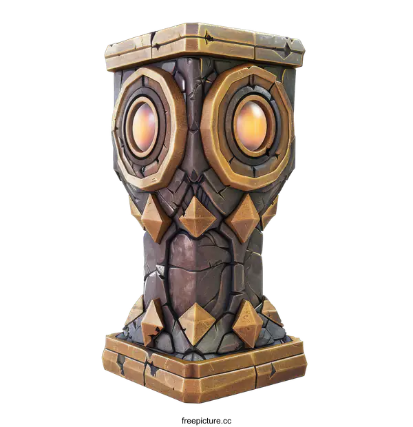 [Transparent Background PNG]Mystical stone pedestal with glowing eyes