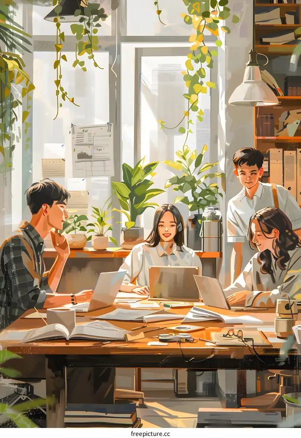 Illustration of business office scene