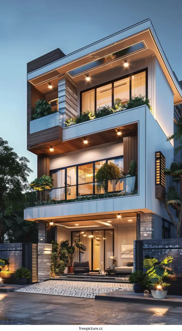 Modern House Exterior Design Illustration