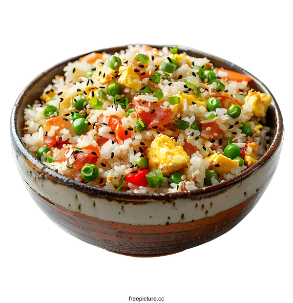 [Transparent Background PNG]Fried rice with vegetables in a bowl