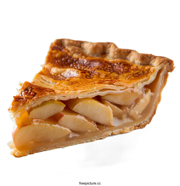 [Transparent Background PNG]Slice of Apple Pie on White Background