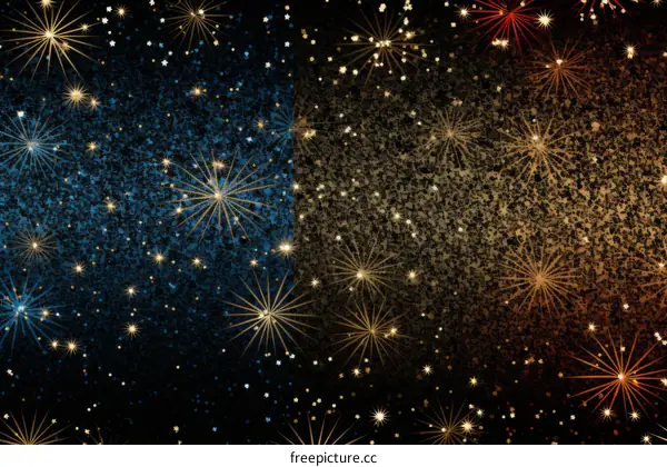 Blue and gold glitter stars background