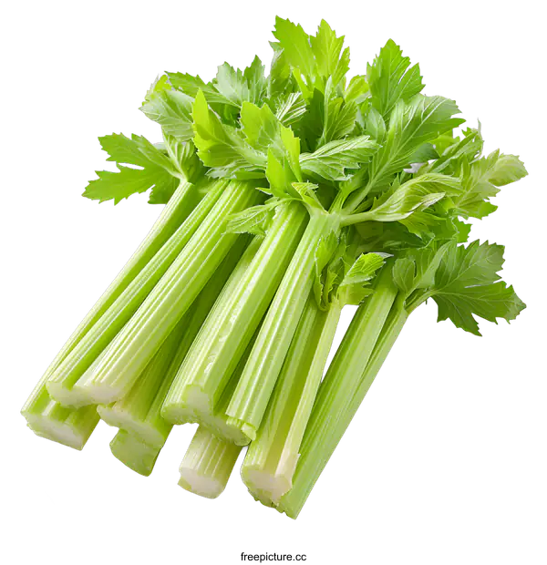 [Transparent Background PNG]Fresh green celery stalks