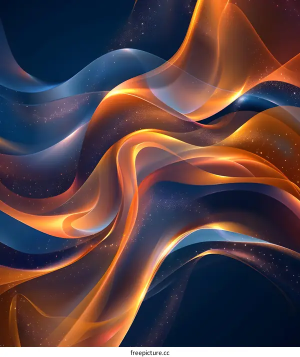 Golden waves rolling on a blue background