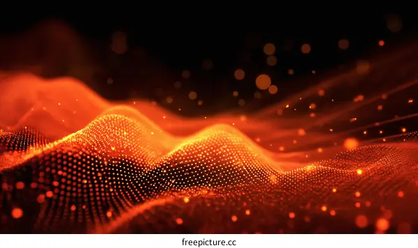 Abstract Orange Digital Wave Background Design