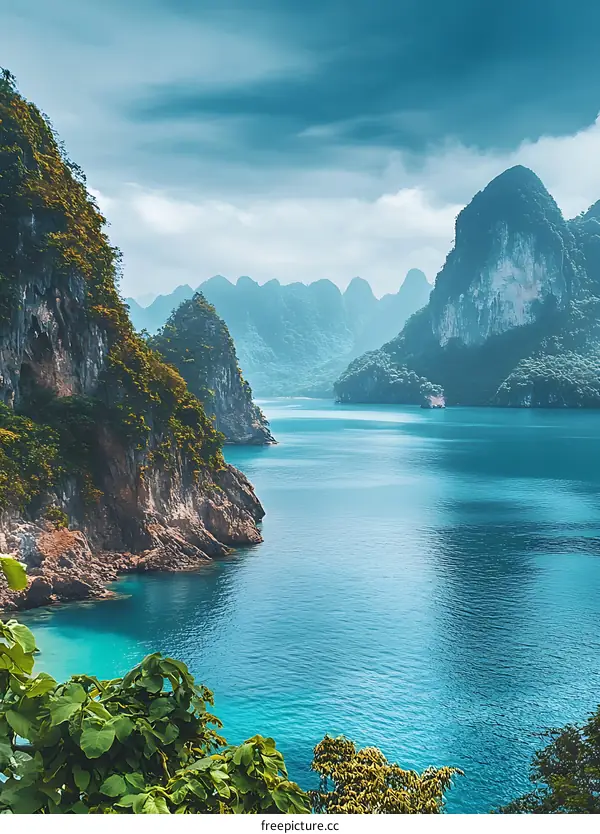 Scenic View of the Sea Between Mountain Cliffs