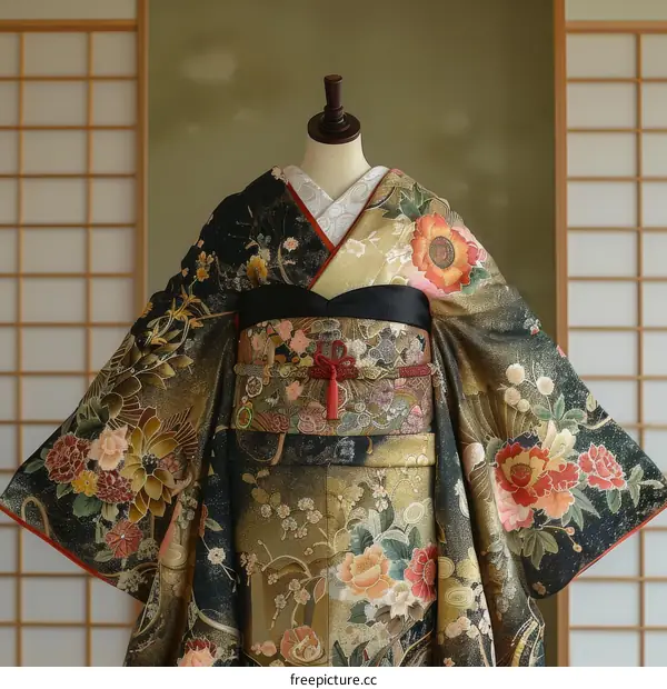 A kimono with a floral pattern