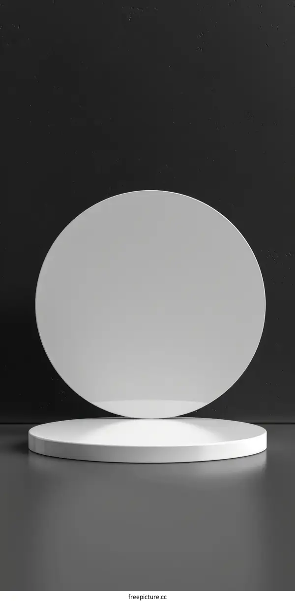 White Podium with Spotlight on Dark Background