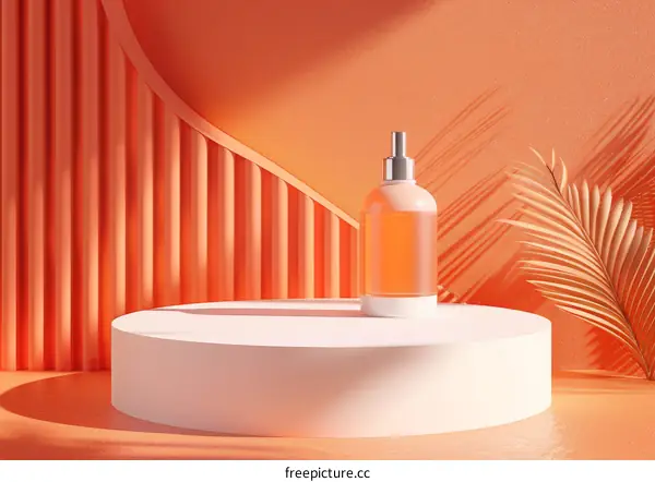Modern Product Display Design with Coral Background