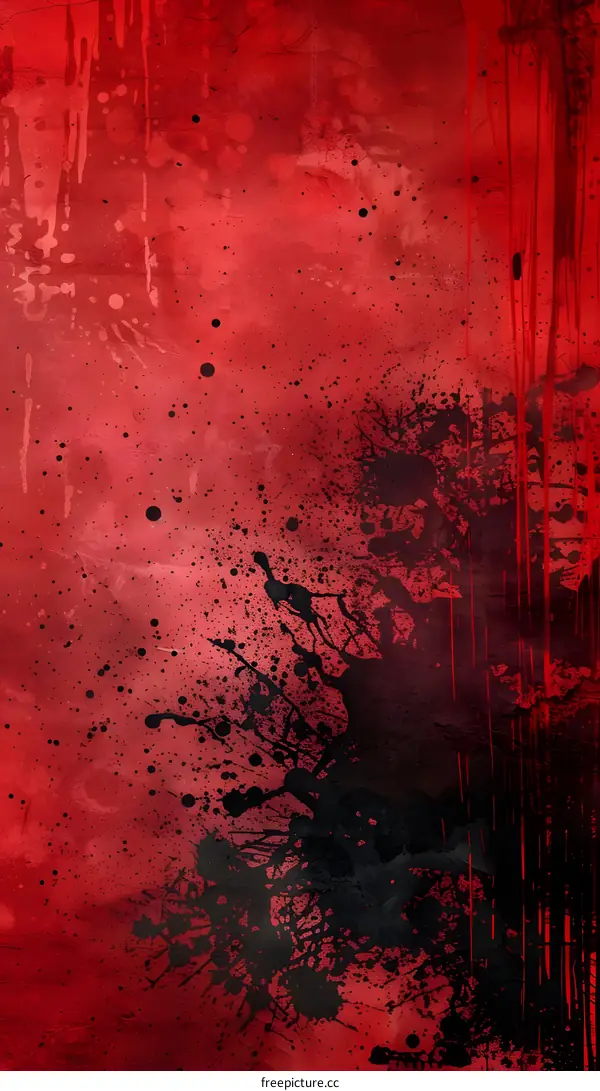 Black ink滴on red background