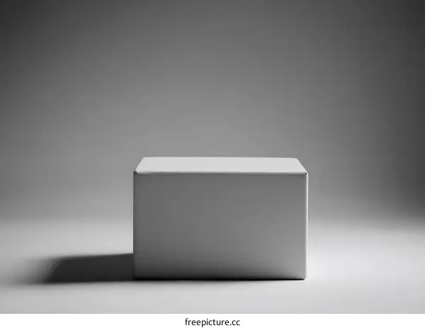 White Cube Platform on Gray Background
