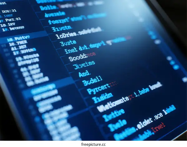 Looking at lines of programming code on a digital screen