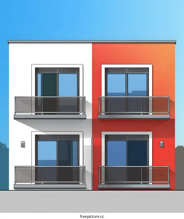 Modern Architecture Building with Balconies