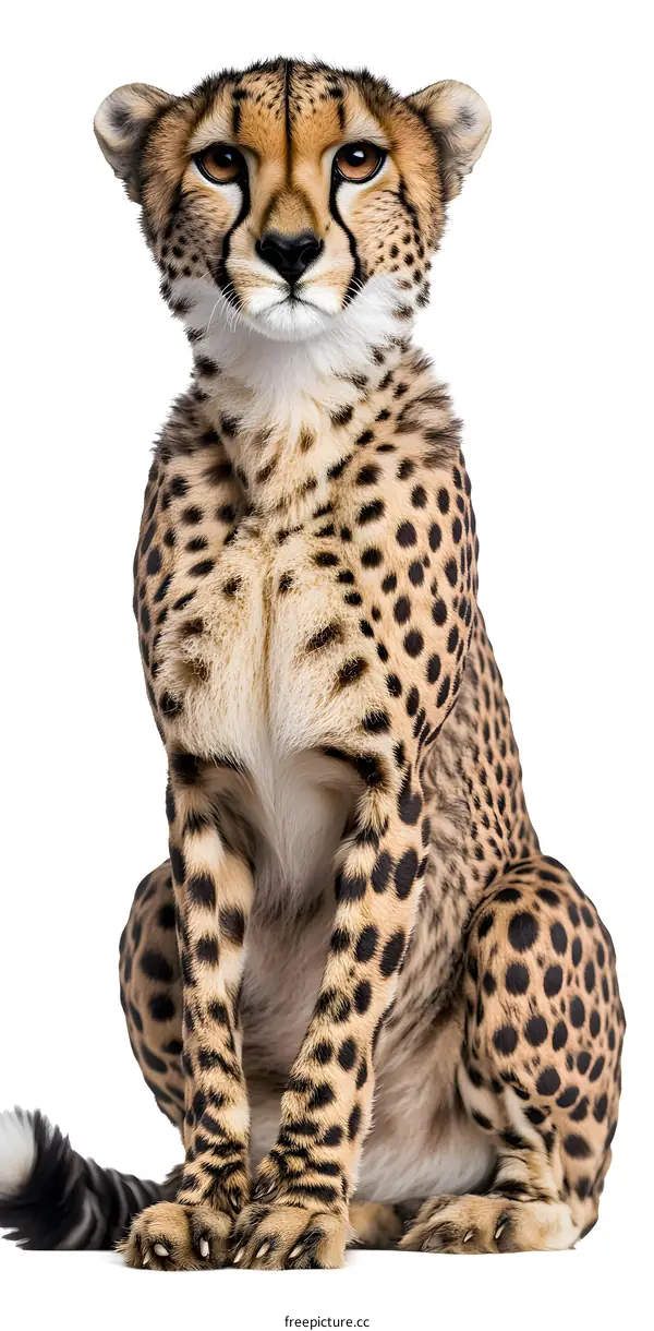 Cheetah Sitting on White Background
