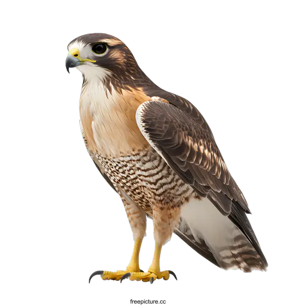 [Transparent Background PNG]Red Tailed Hawk Standing On White Background