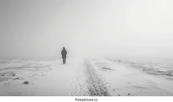 Person walking alone in the snow