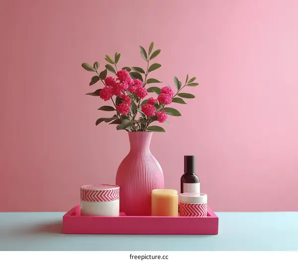 Pink Aesthetic Floral Arrangement Display