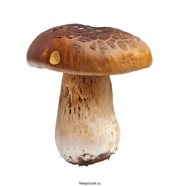 [Transparent Background PNG]Closeup of a Brown Mushroom with a White Stem