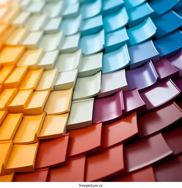 Colorful Geometric Roof Tiles 3D Rendering