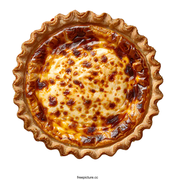 [Transparent Background PNG]Top view of a chess pie with a scalloped crust