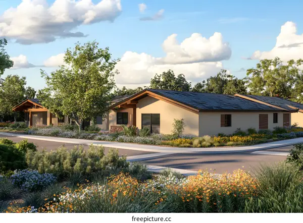 Modern Suburban Homes With Lush Landscaping