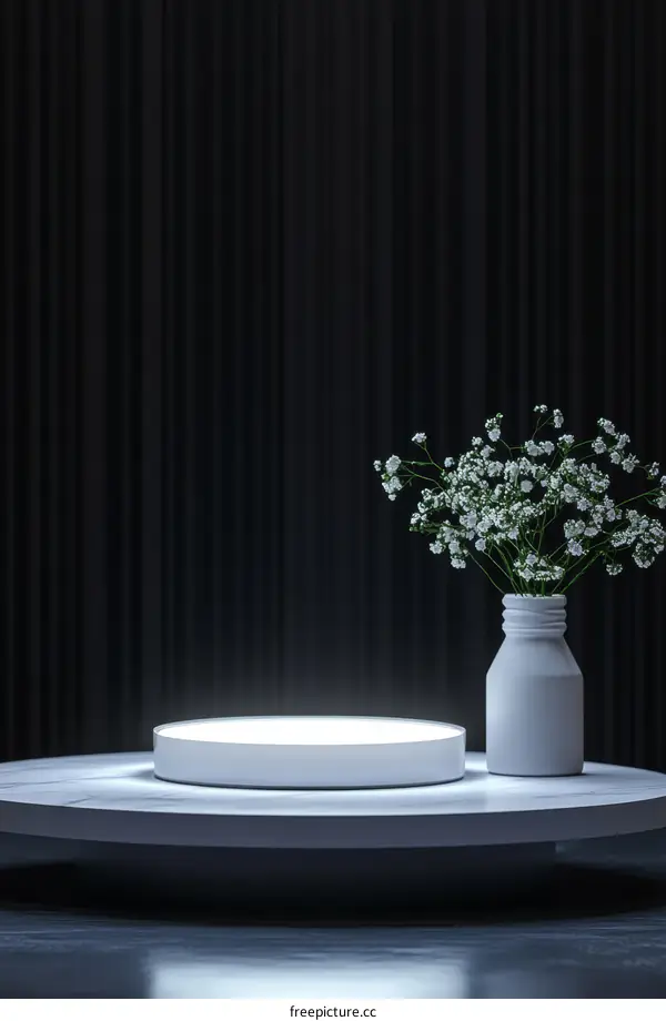 Modern Minimalist Display Stand with Flowers