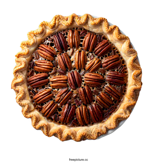 [Transparent Background PNG]Overhead View of a Pecan Pie